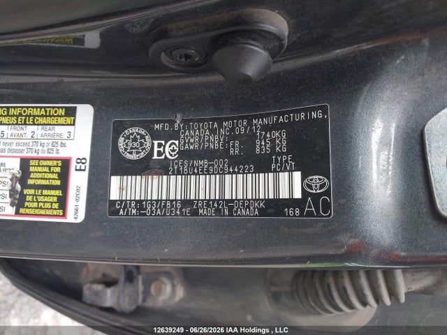 12639249 :رقم المزاد ، 2T1BU4EE9DC944223 vin ، 2013 Toyota Corolla S/le مزاد بيع