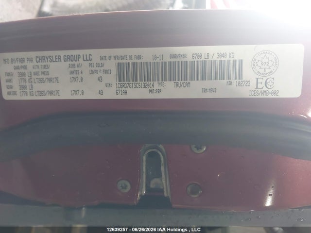 Продаж на аукціоні авто 2012 Dodge Ram 1500 Slt, vin: 1C6RD7GT5CS132014, номер лоту: 12639257