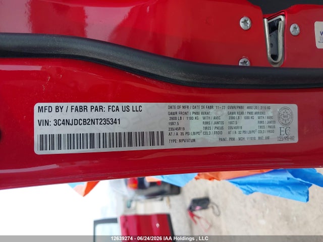 12639274 :رقم المزاد ، 3C4NJDCB2NT235341 vin ، 2022 Jeep Compass مزاد بيع
