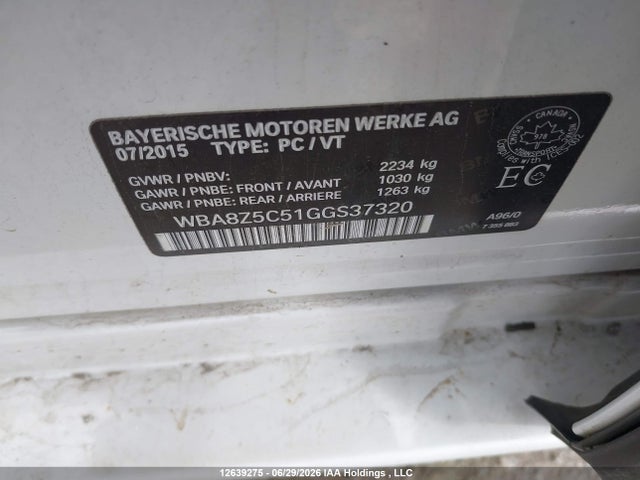 2016 Bmw 328 Xigt Sulev მანქანა იყიდება აუქციონზე, vin: WBA8Z5C51GGS37320, აუქციონის ნომერი: 12639275