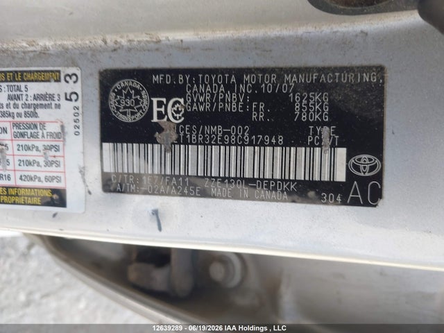 12639289 :رقم المزاد ، 2T1BR32E98C917948 vin ، 2008 Toyota Corolla Ce مزاد بيع