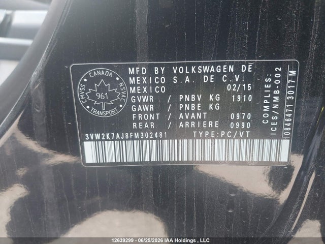 3VW2K7AJ8FM302481 Volkswagen Jetta 2.0l Trendline/2.0l Trendline+