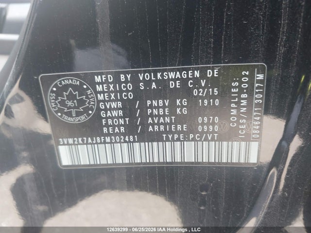 3VW2K7AJ8FM302481 Volkswagen Jetta 2.0l Trendline/2.0l Trendline+