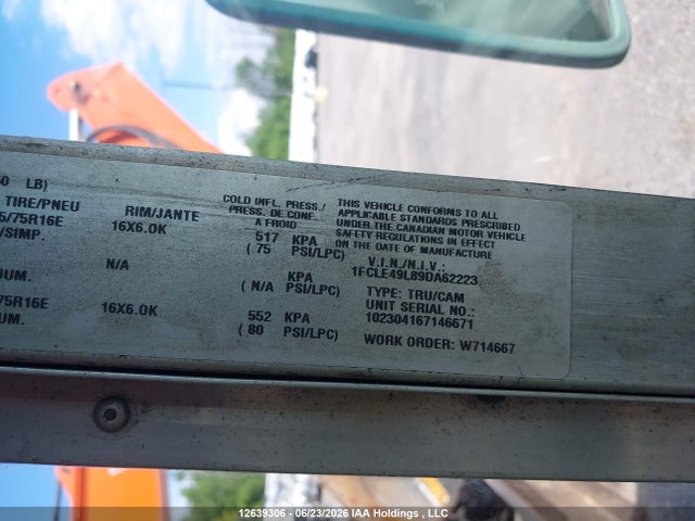 12639306 :رقم المزاد ، 1FCLE49L89DA62223 vin ، 2009 Ford Econoline مزاد بيع
