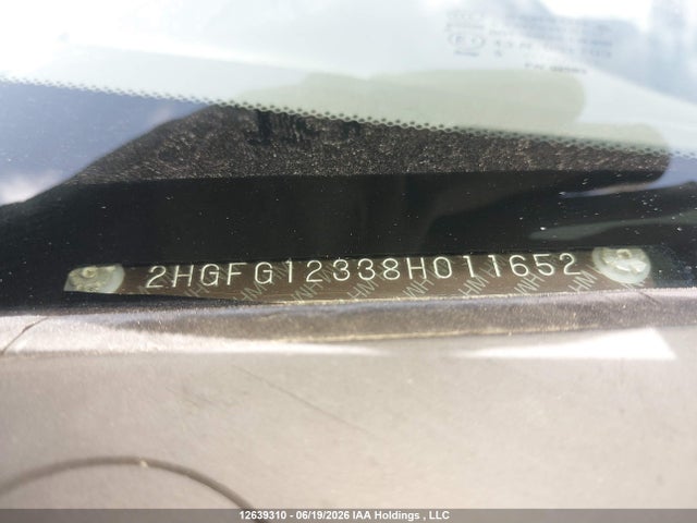 2008 Honda Civic Dx-g მანქანა იყიდება აუქციონზე, vin: 2HGFG12338H011652, აუქციონის ნომერი: 12639310