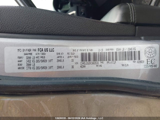 Dodge DURANGO GT 2019 1C4RDJDG2KC663533 Image 9