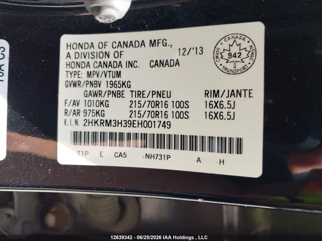 Honda CR-V 2014 2HKRM3H39EH001749 Image 9