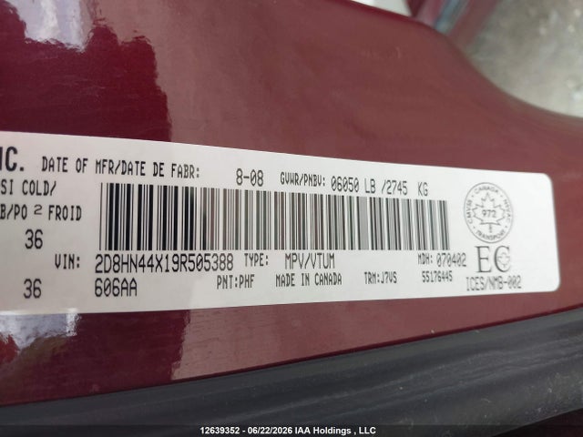 Продажа на аукционе авто 2009 Dodge Grand Caravan Se, vin: 2D8HN44X19R505388, номер лота: 12639352