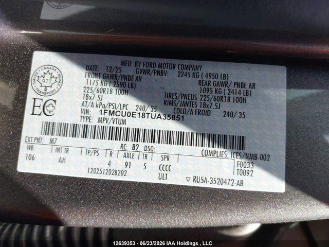 Ford Escape Phev 2026 1FMCU0E18TUA35851 Image 19