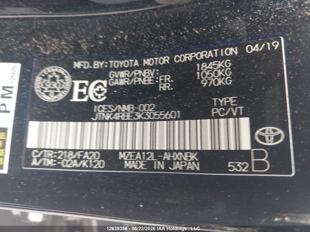 Toyota Corolla 2019 JTNK4RBE3K3055601 Image 18