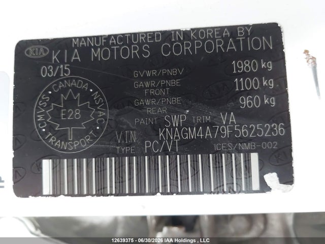 Продаж на аукціоні авто 2015 Kia Optima Lx, vin: KNAGM4A79F5625236, номер лоту: 12639375
