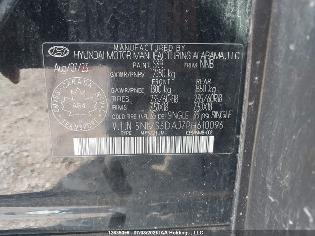 Продажа на аукционе авто 2023 Hyundai Santa Fe Preferred Awd With Trend Package, vin: 5NMS3DAJ7PH610096, номер лота: 12639396