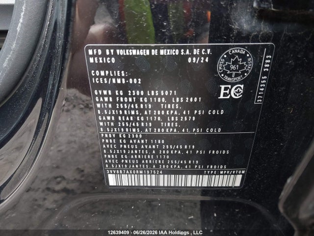 Продаж на аукціоні авто 2024 Volkswagen Tiguan, vin: 3VV8B7AX0RM197524, номер лоту: 12639409