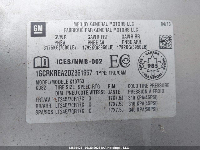 Aukcja sprzedaży 2013 Chevrolet Silverado 1500 Ls, vin: 1GCRKREA2DZ361657, numer aukcji: 12639423