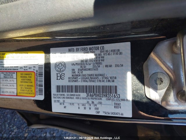 Ford FUSION SE 2017 3FA6P0HD2HR351653 Image 9