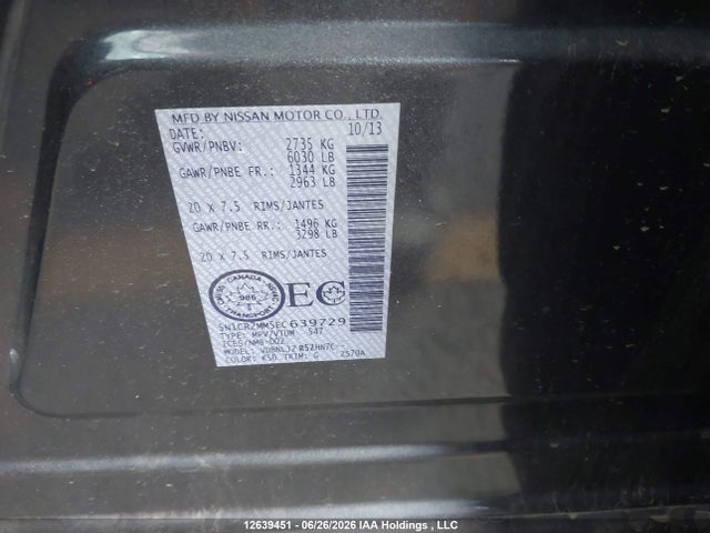 Продажа на аукционе авто 2014 Nissan Pathfinder Hybrid Platinum Premium/sv, vin: 5N1CR2MM5EC639729, номер лота: 12639451