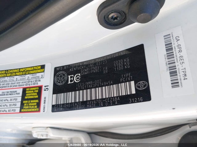 Продаж на аукціоні авто 2023 Toyota Camry Se, vin: 4T1G11AK3PU149454, номер лоту: 12639480