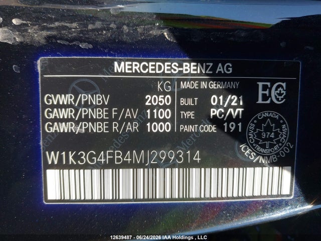 Aukcja sprzedaży 2021 Mercedes-benz A 220 4matic, vin: W1K3G4FB4MJ299314, numer aukcji: 12639487