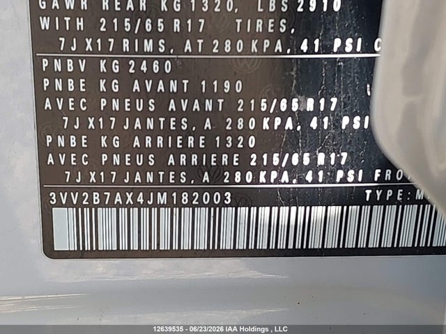 2018 Volkswagen Tiguan Se/sel მანქანა იყიდება აუქციონზე, vin: 3VV2B7AX4JM182003, აუქციონის ნომერი: 12639535