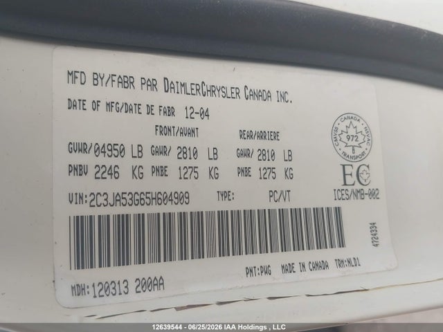 Продаж на аукціоні авто 2005 Chrysler 300, vin: 2C3JA53G65H604909, номер лоту: 12639544