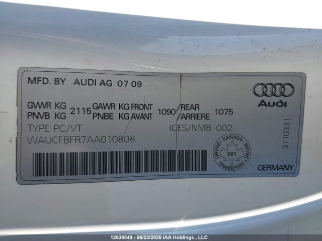 Auction sale of the 2010 Audi A5 Premium, vin: WAUCFBFR7AA010806, lot number: 12639549