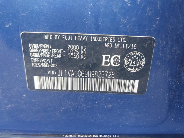 Subaru WRX 2017 JF1VA1G69H9825728 Image 9