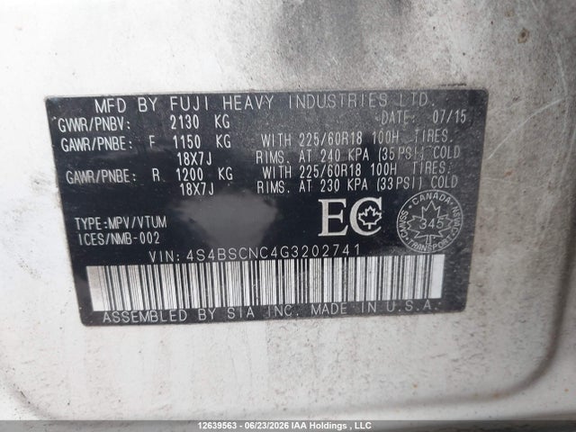 Subaru Outback 2.5i Limited Package 2016 4S4BSCNC4G3202741 Image 21