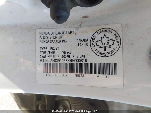 Продаж на аукціоні авто 2017 Honda Civic Lx, vin: 2HGFC2F6XHH000816, номер лоту: 12639604