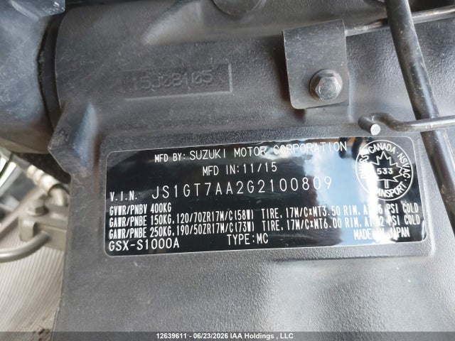 Suzuki Gsx-s1000a 2016 JS1GT7AA2G2100809 Image 14