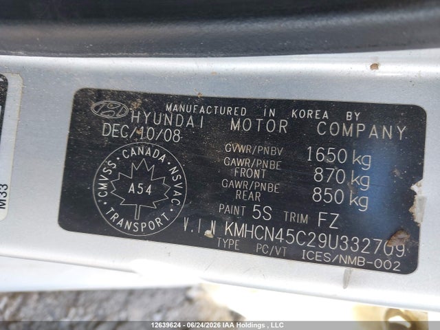 2009 Hyundai Accent 25th Anniversary/gl/gls/l მანქანა იყიდება აუქციონზე, vin: KMHCN45C29U332709, აუქციონის ნომერი: 12639624