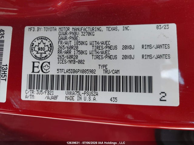 Toyota Tundra Sr 2023 5TFLA5DB6PX085902 Image 9