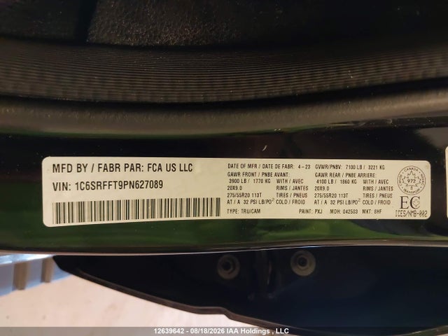 1C6SRFFT9PN627089 RAM 1500 Big Horn/lone Star