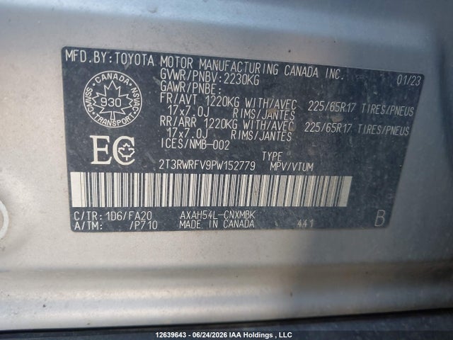 2023 Toyota Rav4 Hybrid მანქანა იყიდება აუქციონზე, vin: 2T3RWRFV9PW152779, აუქციონის ნომერი: 12639643