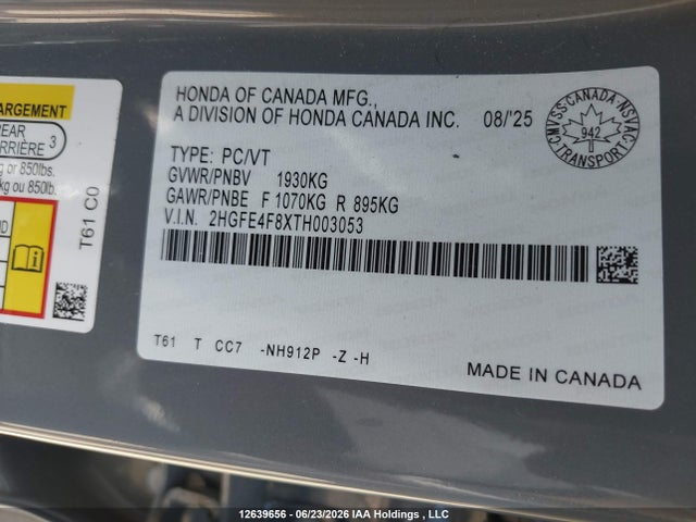 Honda Civic 2026 2HGFE4F8XTH003053 Image 20