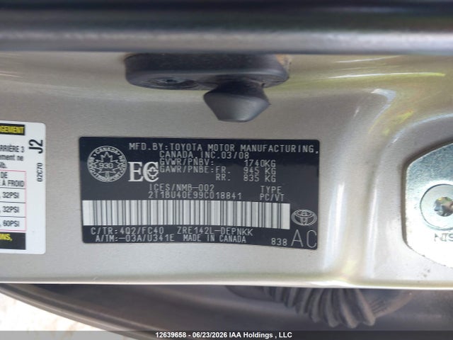 Продаж на аукціоні авто 2009 Toyota Corolla S/le/xle, vin: 2T1BU40E99C018841, номер лоту: 12639658