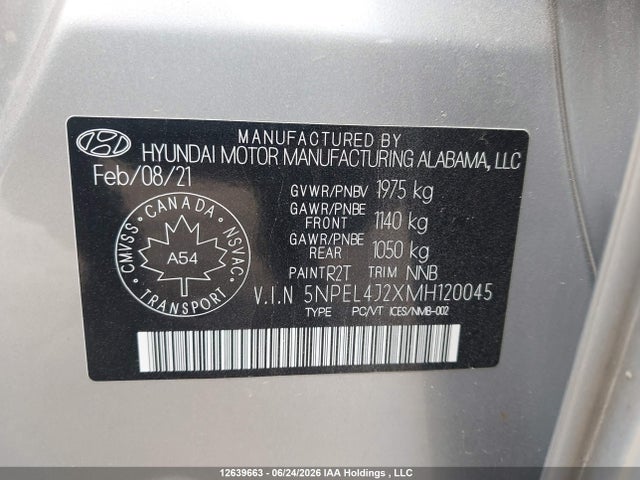 5NPEL4J2XMH120045 Hyundai Sonata Luxury