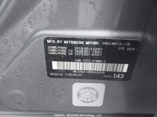 Продажа на аукционе авто 2023 Mitsubishi Mirage Es/le, vin: ML32AUHJ0PH005918, номер лота: 12639704