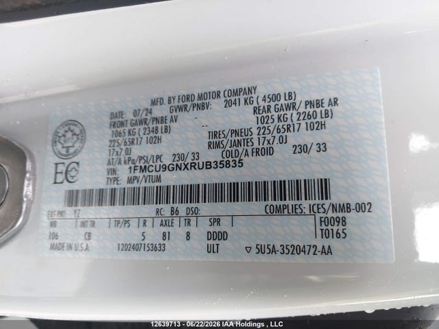 Ford Escape Active 2024 1FMCU9GNXRUB35835 Image 9