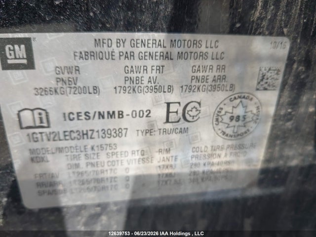 1GTV2LEC3HZ139387 GMC Sierra K1500