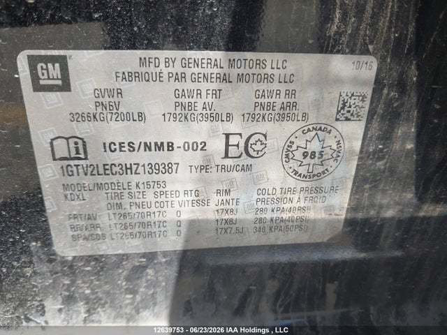 1GTV2LEC3HZ139387 GMC Sierra K1500