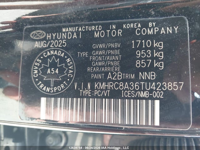 12639754 :رقم المزاد ، KMHRC8A36TU423857 vin ، 2026 Hyundai Venue مزاد بيع