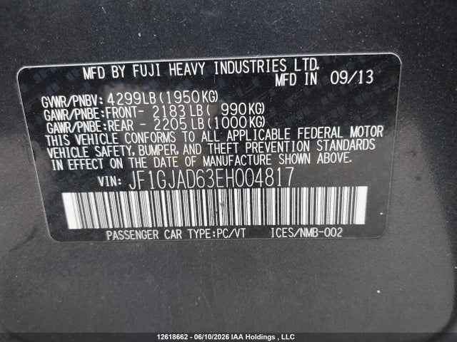 Subaru Impreza 2.0i Premium 2014 JF1GJAD63EH004817 Image 9