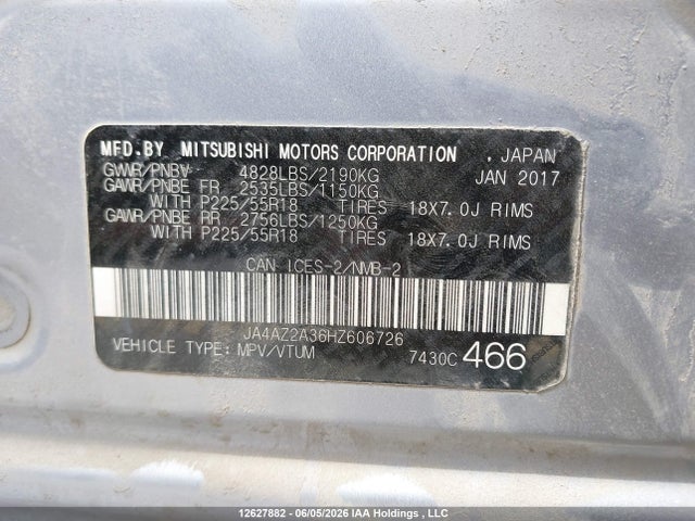 Продажа на аукционе авто 2017 Mitsubishi Outlander Es, vin: JA4AZ2A36HZ606726, номер лота: 12627882