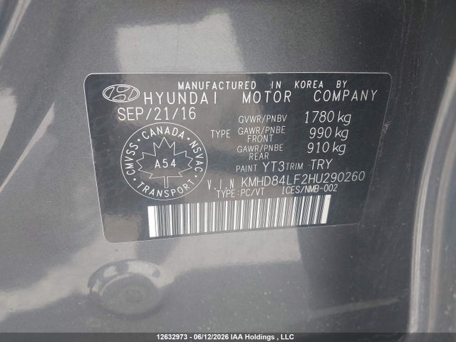Aukcja sprzedaży 2017 Hyundai Elantra Gl, vin: KMHD84LF2HU290260, numer aukcji: 12632973