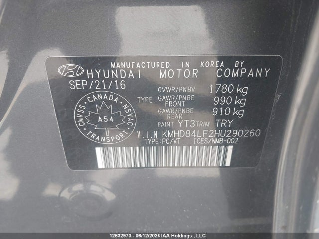 Aukcja sprzedaży 2017 Hyundai Elantra Gl, vin: KMHD84LF2HU290260, numer aukcji: 12632973