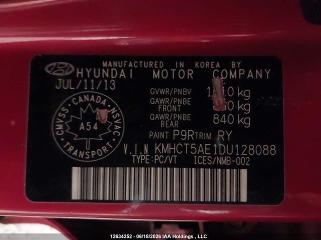 Продаж на аукціоні авто 2013 Hyundai Accent Gl, vin: KMHCT5AE1DU128088, номер лоту: 12634252