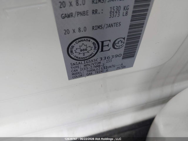 5N1AL1GSXSC336390 Infiniti Qx60 Sensory