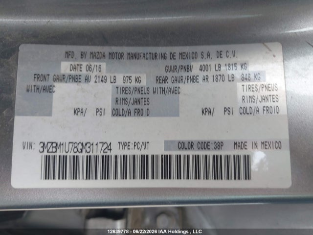 Mazda 3 SPORT 2016 3MZBM1U78GM311724 Image 9
