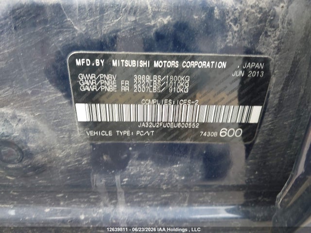 Продажа на аукционе авто 2014 Mitsubishi Lancer Es/es Sport, vin: JA32U2FU0EU600552, номер лота: 12639811