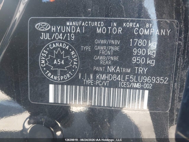12639819 :رقم المزاد ، KMHD84LF5LU969352 vin ، 2020 Hyundai Elantra Preferred With Sun And Safety Package Auto Ivt مزاد بيع